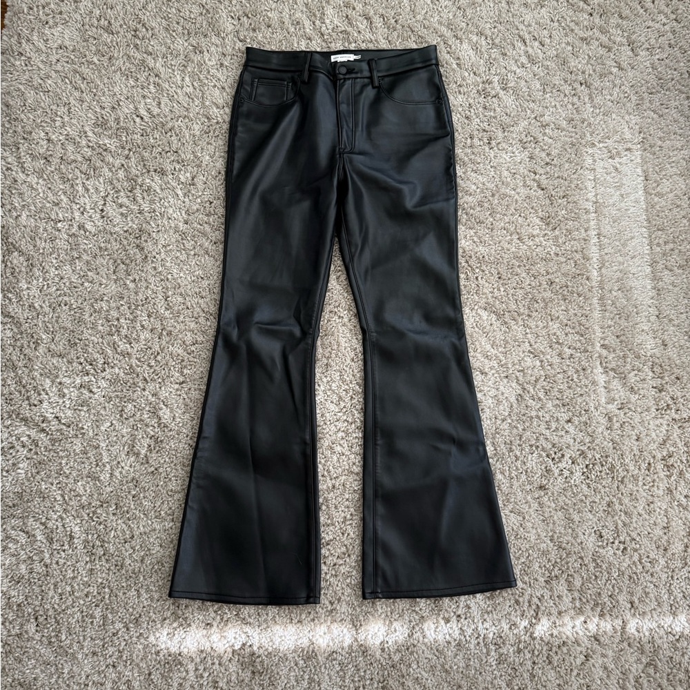Good American Good Legs High Rise Faux Leather Flare Pants BLACK001